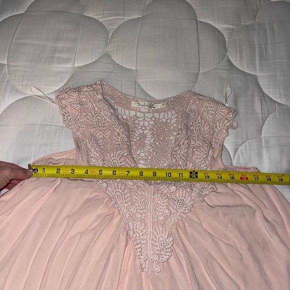 Solitaire Pink Lace Top Short Sleeve Blouse Size S - Picture 7 of 10